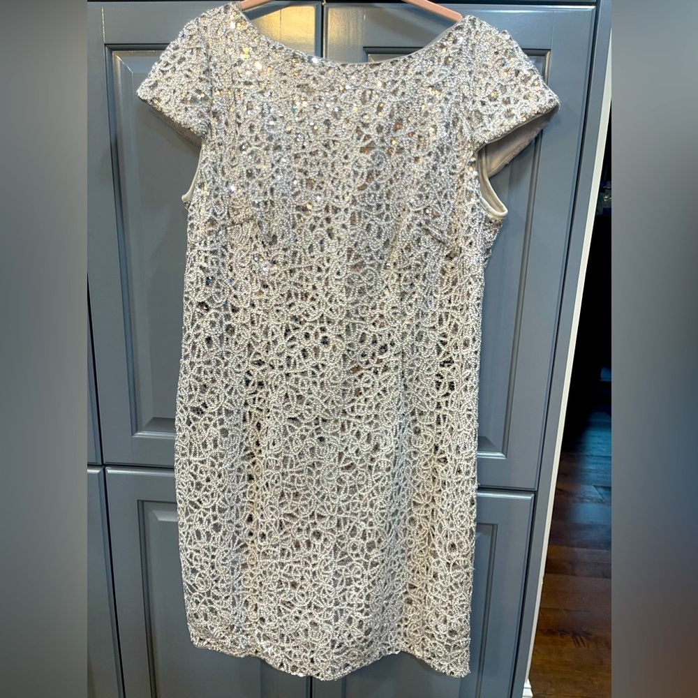 💎NWOT Adrianna Papell silver cocktail dress💎
